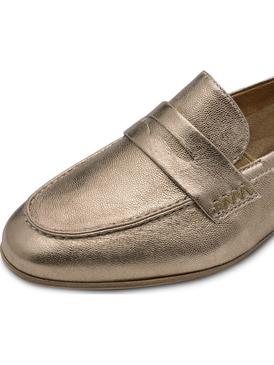 Leather Women's Moccasins in Gold Color