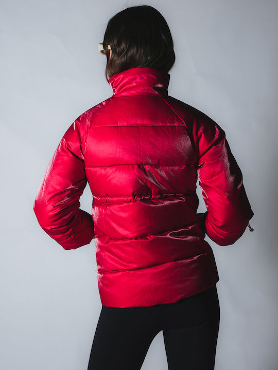 Lang Damen Puffer Jacke Wasserdicht für Winter Red