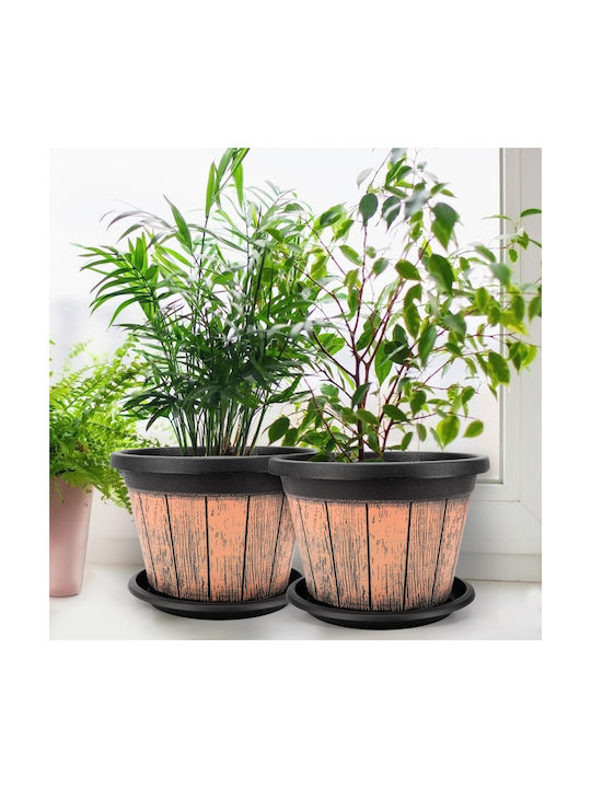 Belle Vous Set 3 Töpfe Fässer Kunststoff Brown/black