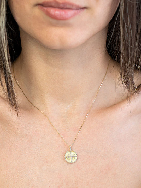 Kiriakos Gofas Yellow Pendant Kids Talisman Double Sided Konstantinato made of Gold 9K KN478