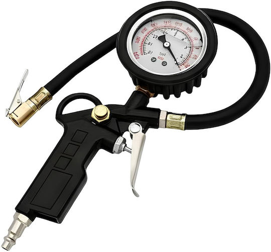 Avizar Pistol De Umflare Portabil Cu Manometru De Presiune Precis Pentru Anvelope Negru