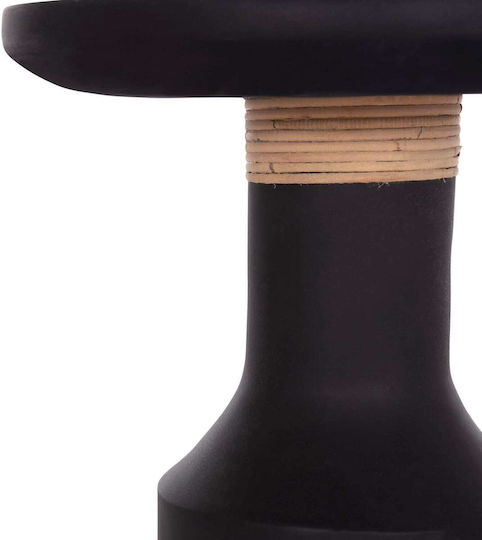 Round Side Table Made of Solid Wood Black-Natural M40xL40xH61cm
