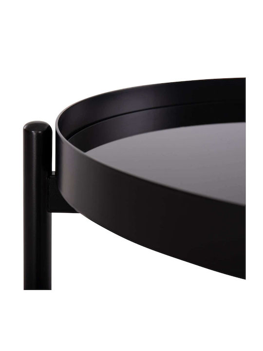 Round Side Table from Bamboo Black 2 Pieces M80xW80xH50cm
