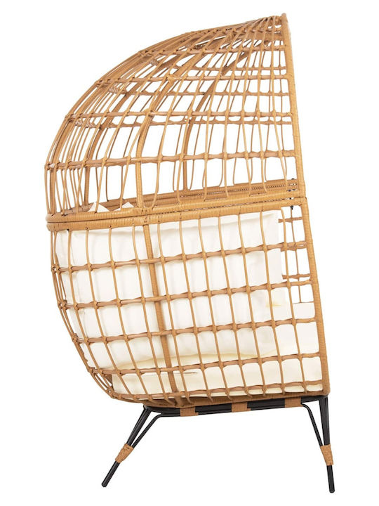 Διθέσιος Καναπές Εξωτερικού Χώρου Rattan με Μαξιλάρια 132.5x90x154cm