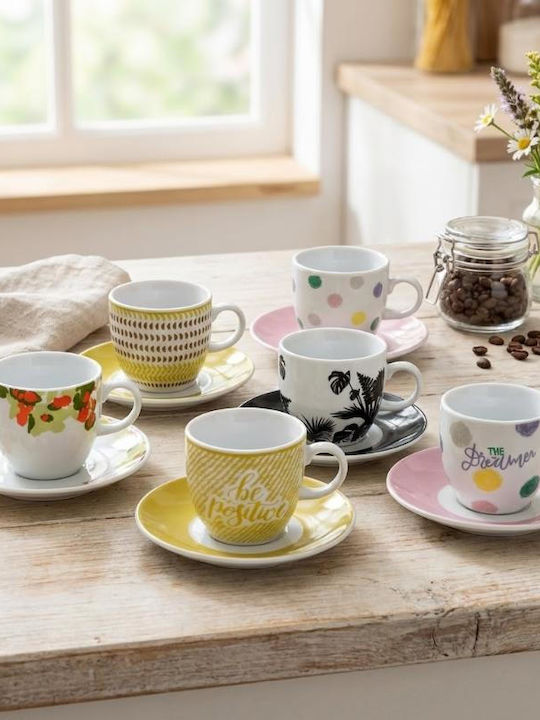 Max Home Set of Cups Coffee Porcelain Brown 6pcs