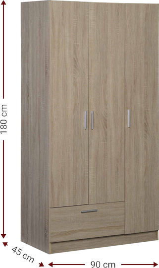 Тройна врата Гардероб Wilson 3ds Leuko 90x45x180см