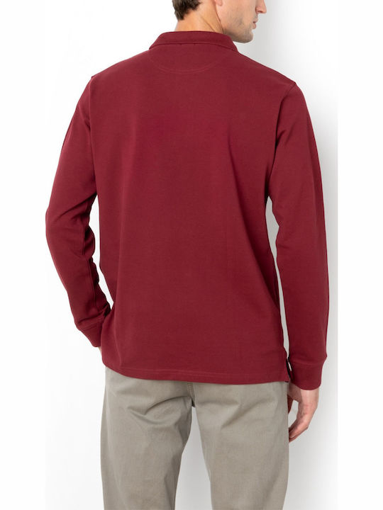 Polo Langarmbluse Burgundisch