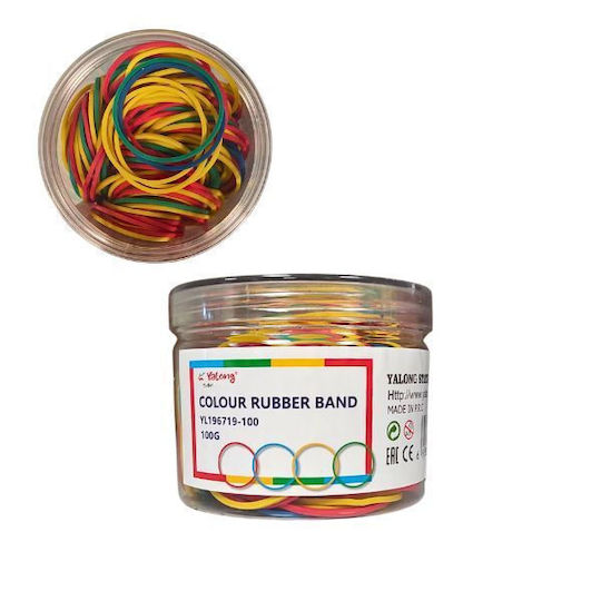 Borcănel cu Benzi de Cauciuc Multicolore pentru Birou 100g