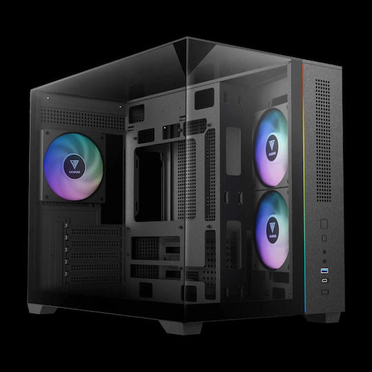 Gamdias Atlas M3M Gaming Micro Tower Κουτί Υπολογιστή με Πλαϊνό Παράθυρο Μαύρο