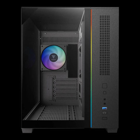 Gamdias Atlas M3M Gaming Micro Tower Κουτί Υπολογιστή με Πλαϊνό Παράθυρο Μαύρο