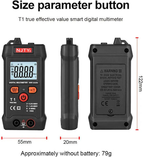 Digital Multimeter True RMS with Buzzer with AC / DC / Resistance Measurement NJTY-T1