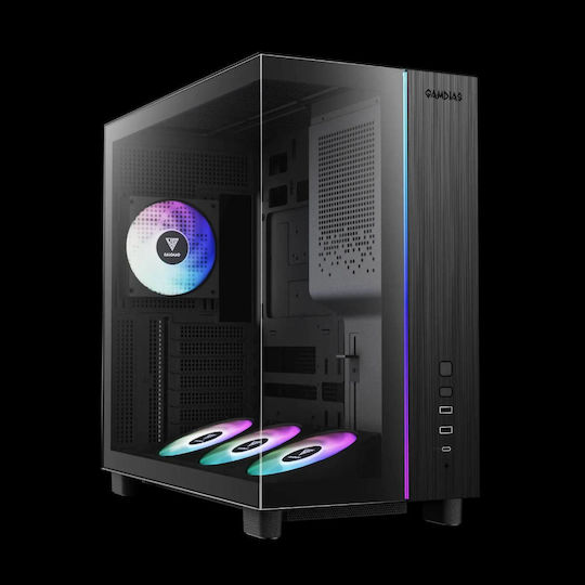 Gamdias Atlas M4 Gaming Midi Tower Κουτί Υπολογιστή με Πλαϊνό Παράθυρο Μαύρο
