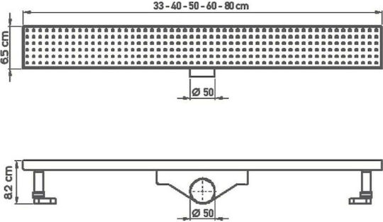 Tema Неръждаем Подов Канал Размер 50x6.5см Сребрист Dolu