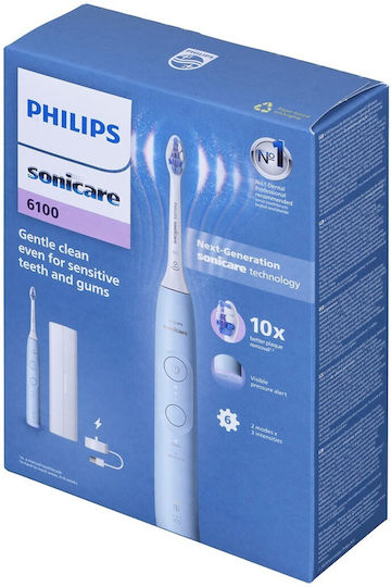 Philips Electric Toothbrush with Pressure Sensor and Travel Case HX7406/02 Light Blue