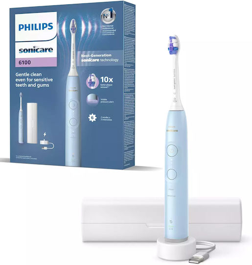 Philips Electric Toothbrush with Pressure Sensor and Travel Case HX7406/02 Light Blue