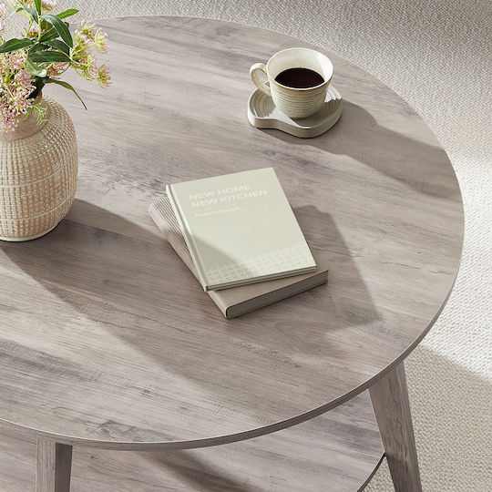 Round Central Coffee Table Wooden Gray W80xL80xH45cm