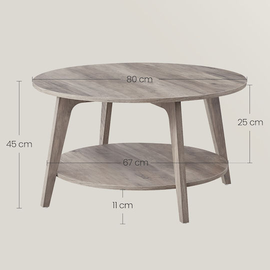 Round Central Coffee Table Wooden Gray W80xL80xH45cm