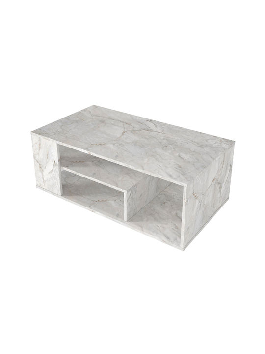 Rectangular Central Coffee Table Abdera White Marble Effect W110xD60xH42cm