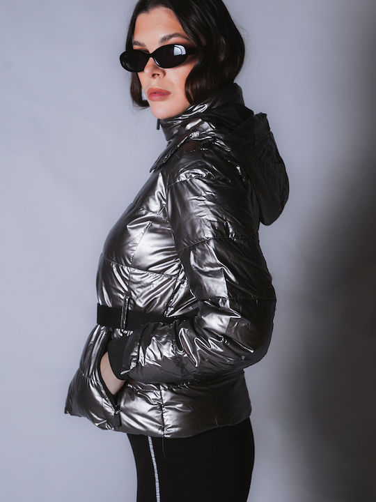 Lungă Jachetă de femei Puffer Waterproof Silver