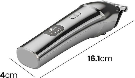 Avizar Rechargeable Waterproof 5w Cordless Hair Clipper Led Display Silver