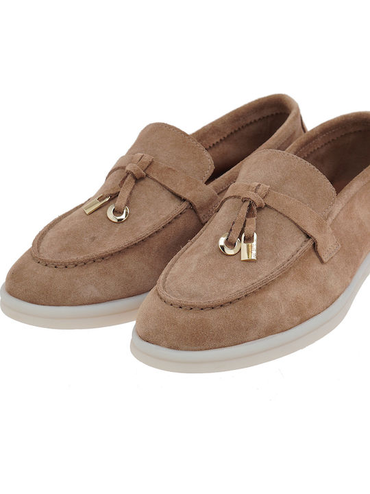 Δερμάτινα Γυναικεία Loafers σε Καφέ Χρώμα