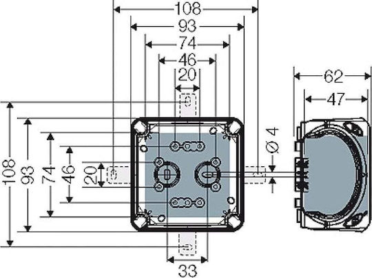 Hensel Surface Mounted Electrical Box Branching Watertight IP66 in Black Color
