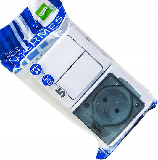 Elektro Plast Einzeln Stromsteckdose mit Schalter Weiß 1Stück