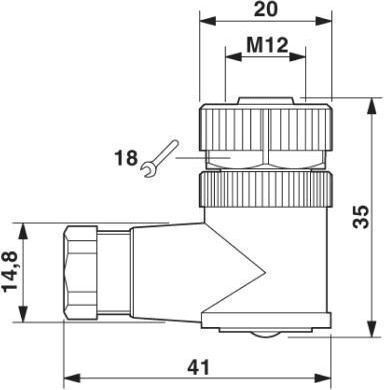 Phoenix Contact Female Angular M12 4-pin Sensor Connector Cable Gland Pg7 Black Sacc-m12fr-4con-pg7-m 1681143