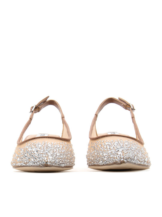 Katty Strass Pantofi Cu Toc Cu Barete Bej