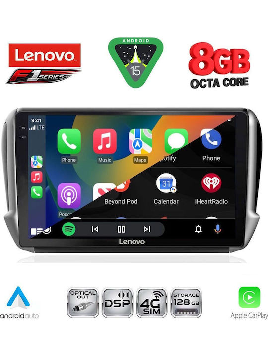Lenovo Car Audio System for Peugeot 2008 2012-2021 (Bluetooth/USB/WiFi/GPS/Apple-Carplay/Android-Auto) with Touch Screen 10"