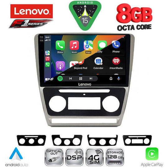 Lenovo Car Audio System for Skoda Octavia 2005-2012 (Bluetooth/USB/WiFi/GPS/Apple-Carplay/Android-Auto) with Touch Screen 10"