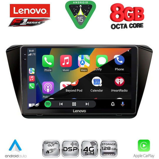 Lenovo Car Audio System for Skoda Superb 2015-2023 (Bluetooth/USB/WiFi/GPS/Apple-Carplay/Android-Auto) with Touch Screen 10"