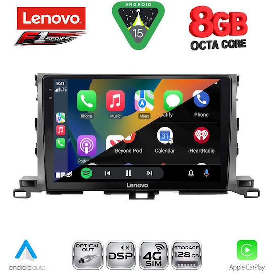Lenovo Car Audio System for Toyota Highlander 2014-2019 (Bluetooth/USB/WiFi/GPS/Apple-Carplay/Android-Auto) with Touch Screen 10"