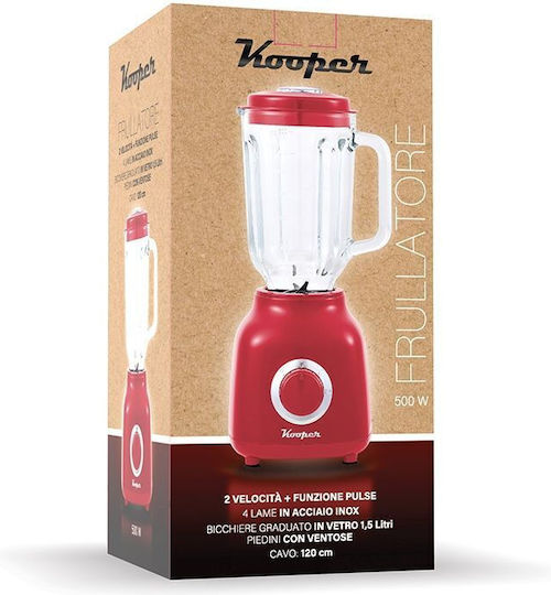 Kooper Blender Cu Cană Din Sticlă 1,5 L Putere 500W Roșie 5921363