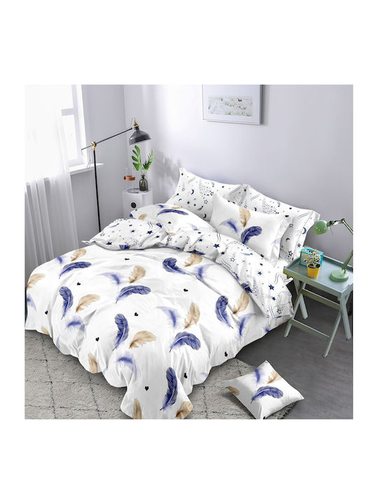 Kotonia Home Set Husă de Pilotă Dublă cu 4 Fețe de Pernă & 1 Cearsaf 200x230 Yoyo Floral