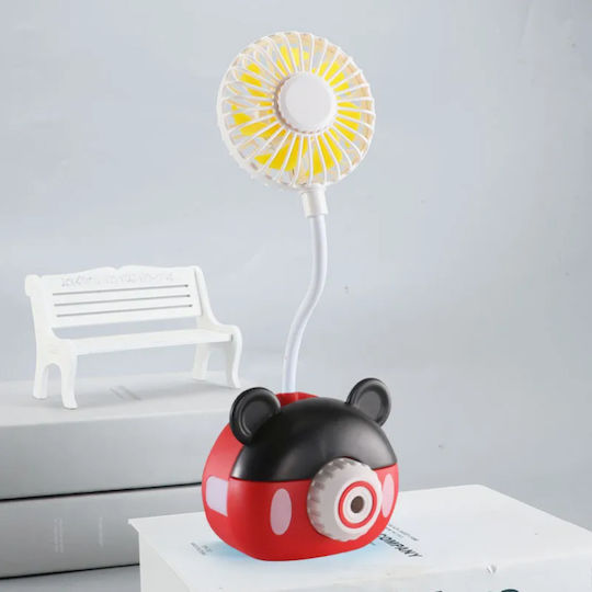 Ventilator portabil de masă 2 în 1 Ascuțitoare Mickey Roșu