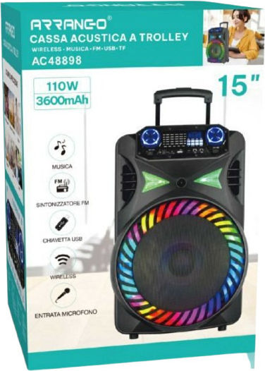Arrango Karaoke Lautsprecher mit Kabelgebundenem Mikrofon und Lichteffekten AC48898 AC48898 Schwarz