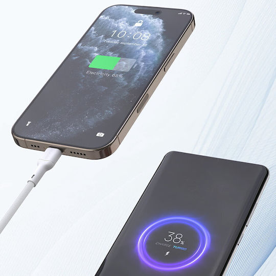 Dudao USB 2.0 Cable USB-C male - USB-C 65W PD Λευκό 2m