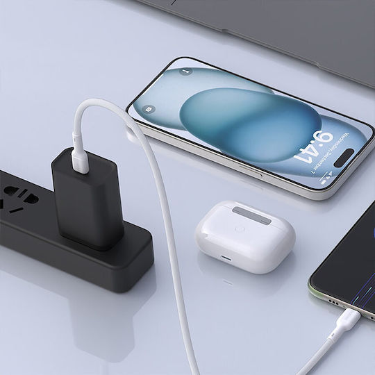 Dudao USB 2.0 Cable USB-C male - USB-C 65W PD Λευκό 2m