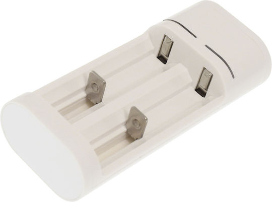 Minwa MW-I319 USB Φορτιστής 2 Μπαταριών Li-ion/Ni-MH/Ni-Cd Μεγέθους AA σε Λευκό χρώμα