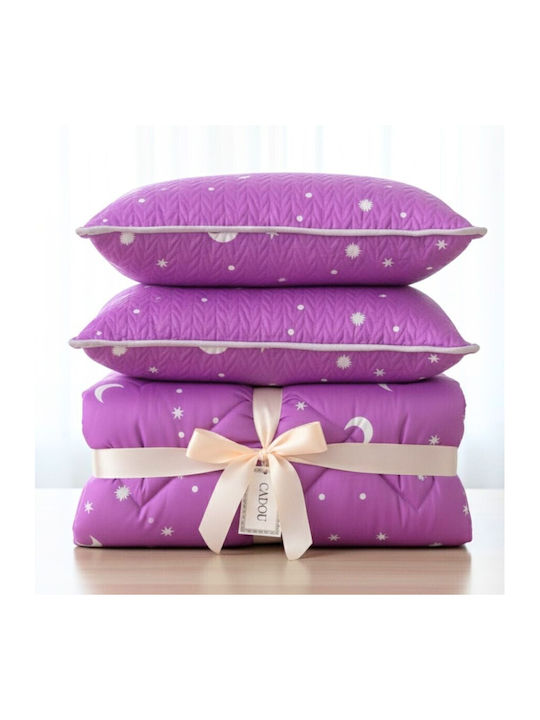 Pucioasa Set Pilotă Dublu 200x215cm Violet 3buc 250 g/mp²Gsm
