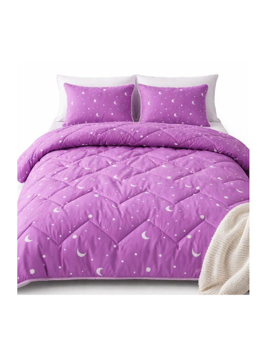 Pucioasa Set Pilotă Dublu 200x215cm Violet 3buc 250 g/mp²Gsm