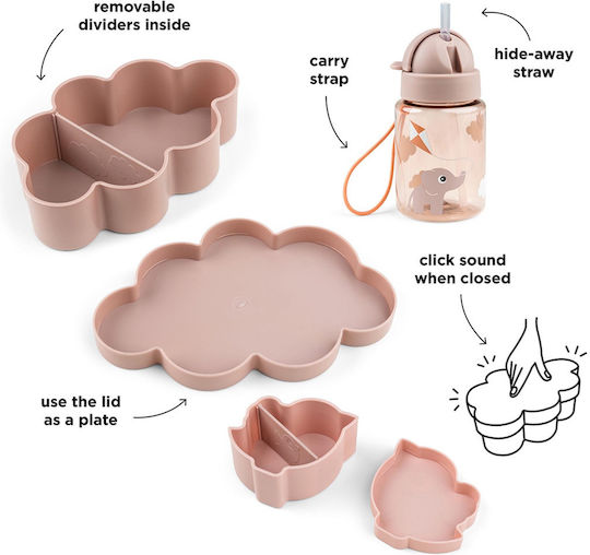 Done by Deer Feeding Set made of Plastic with Non-Slip Base Pink 3pcs