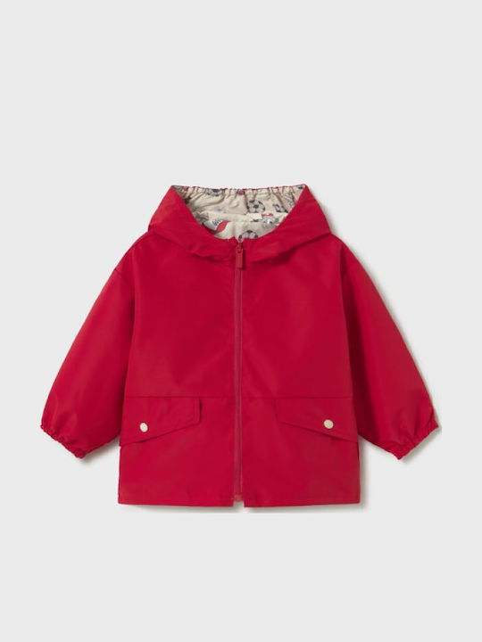Kids Casual Waterproof Jacket with Hood Red