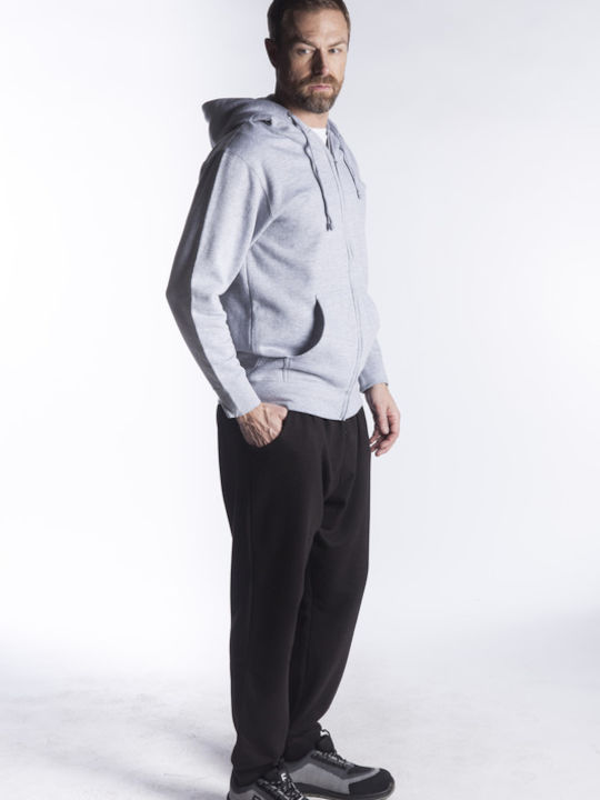Kprime Men's Long Sleeve Work Sweatshirt Gray with Hood