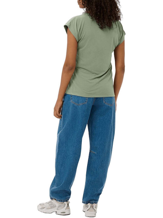 Damen Bluse mit V-Ausschnitt Bay Leaf Mint