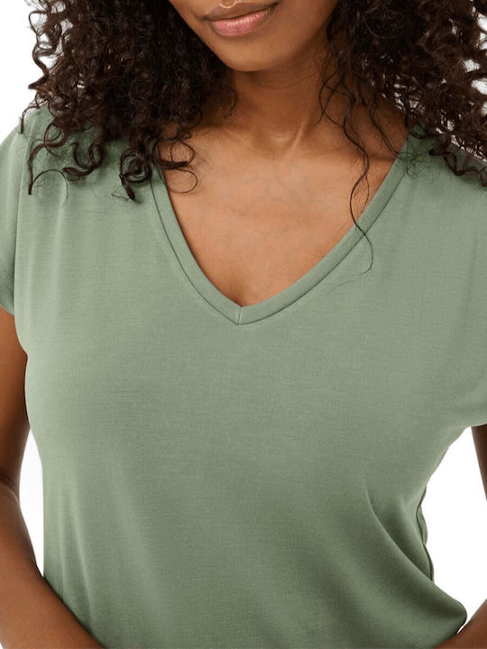 Damen Bluse mit V-Ausschnitt Bay Leaf Mint