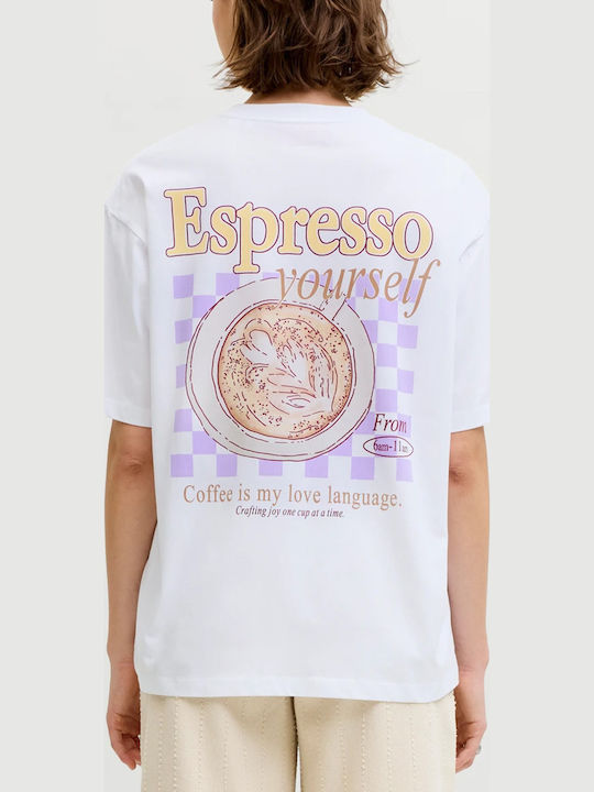 Jack & Jones T-Shirt Bright White/espresso