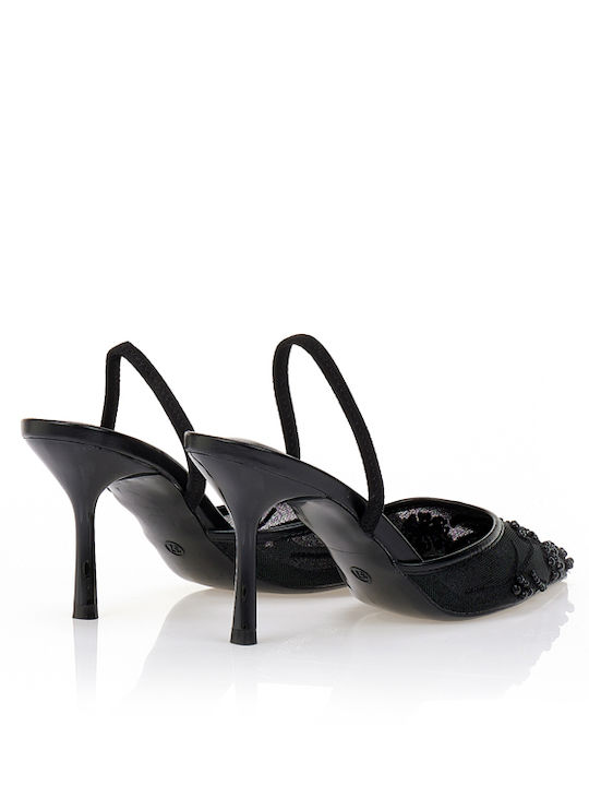 Synthetic Leather Pointed Toe Black High Heels