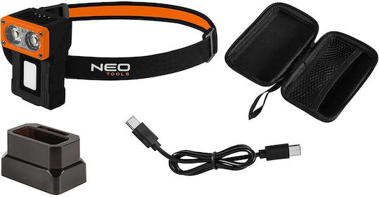 Neo Tools Επαναφορτιζόμενος Φακός Κεφαλής LED με Μέγιστη Φωτεινότητα 500lm
